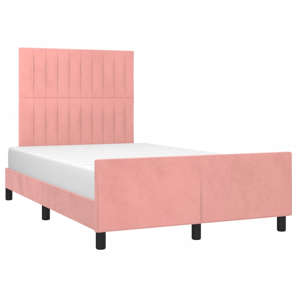 Estrutura de cama c/ cabeceira 120x200 cm veludo rosa