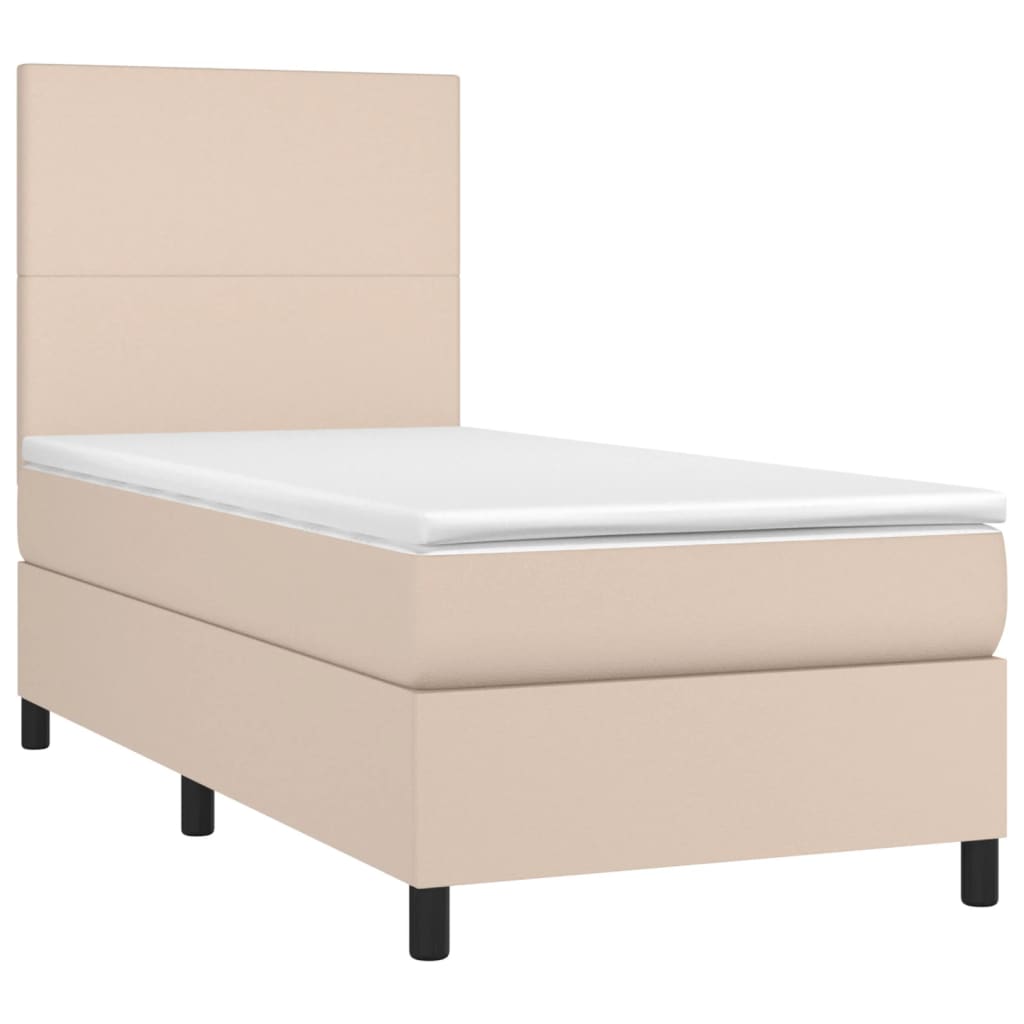 Cama com molas/colchão 90x200 cm couro artificial cappuccino