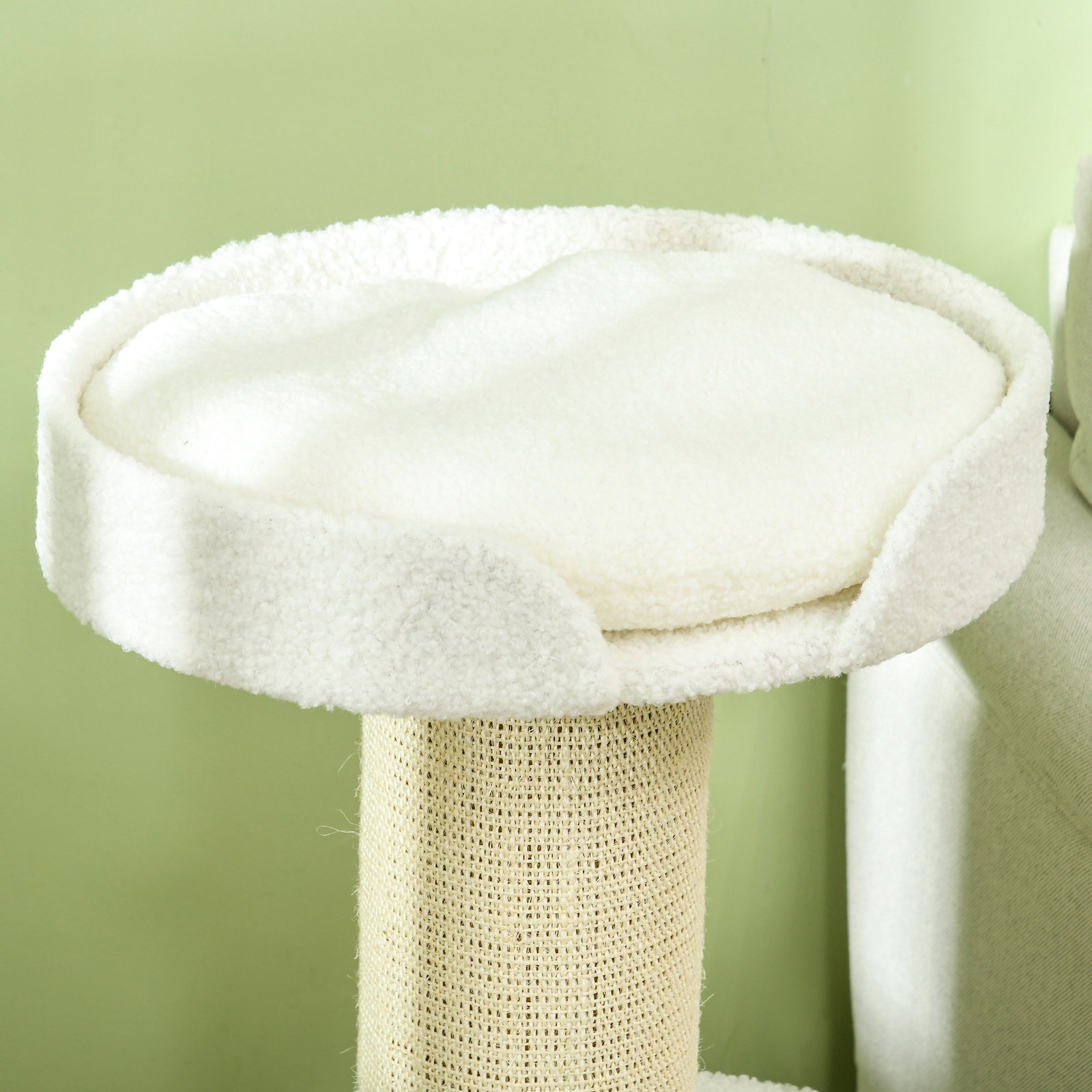 Arranhador para gatos altura 91 cm de 3 níveis com ninho plataforma e poste de sisal 45x45x91 cm creme
