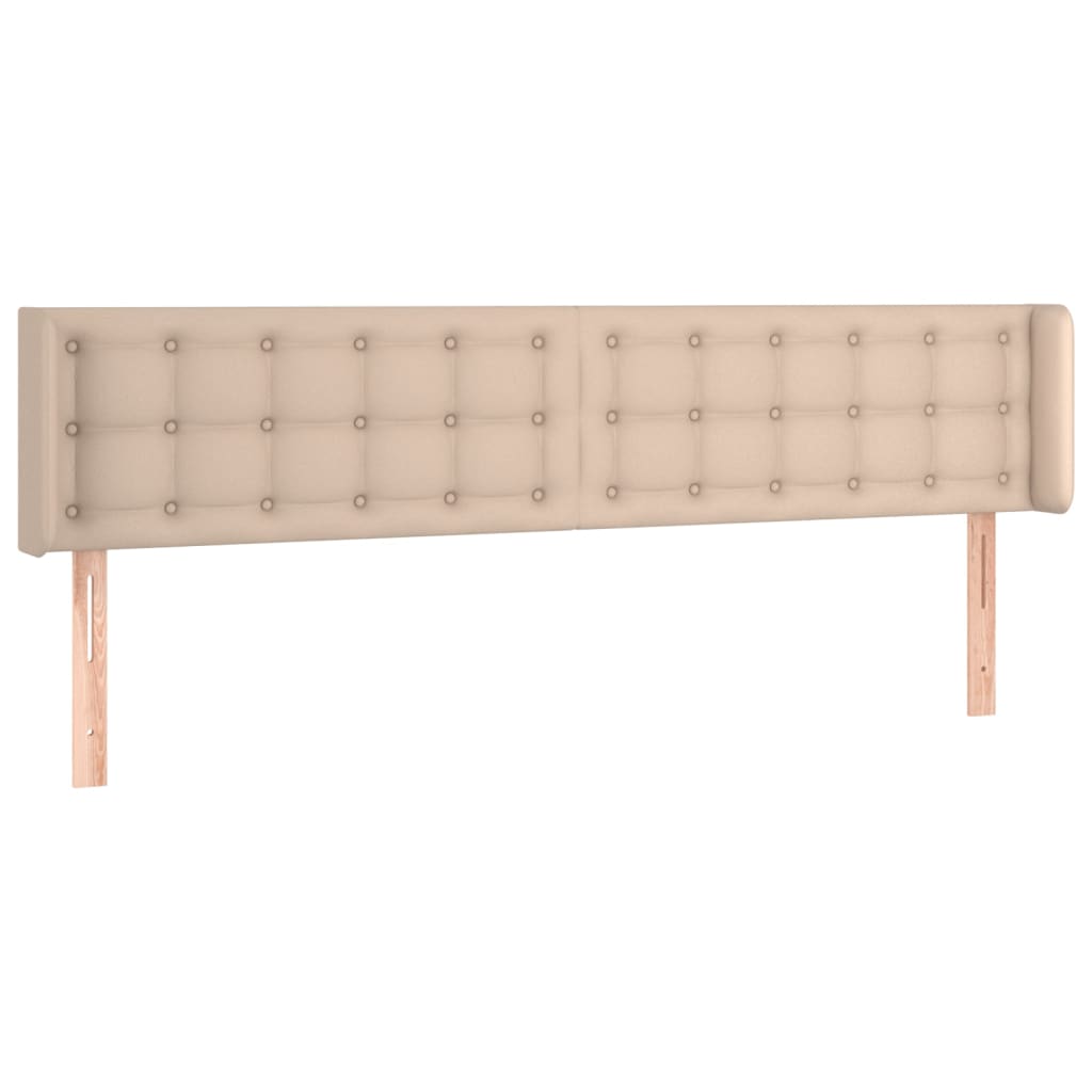 Cabeceira cama LED couro artificial 183x16x78/88 cm cappuccino