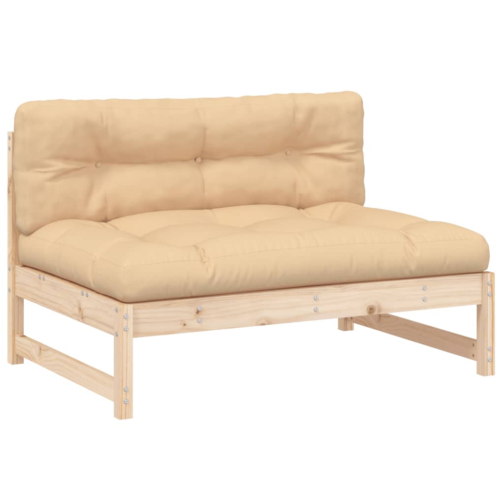 2 Pcs conjunto lounge de jardim com almofadões madeira maciça