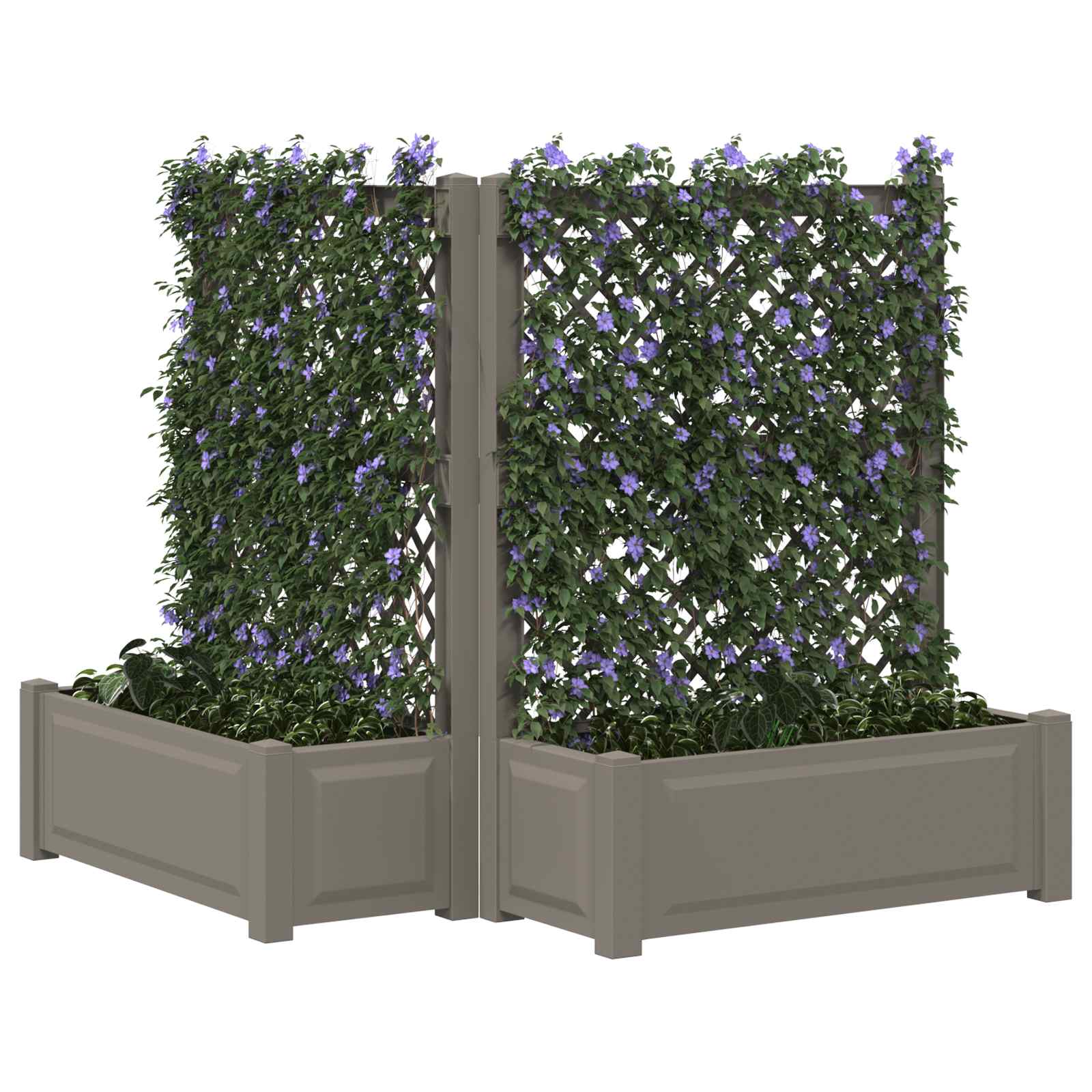 Grande jardineira com treliça 2 unid. PP cinzento