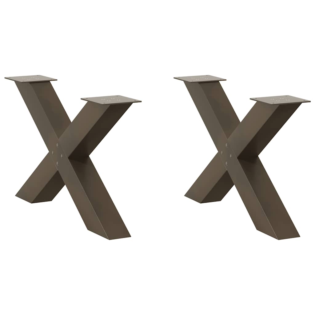 Pés para mesa de centro em formato de x, 2 peças, aço natural, 70x (42-43) cm, aço