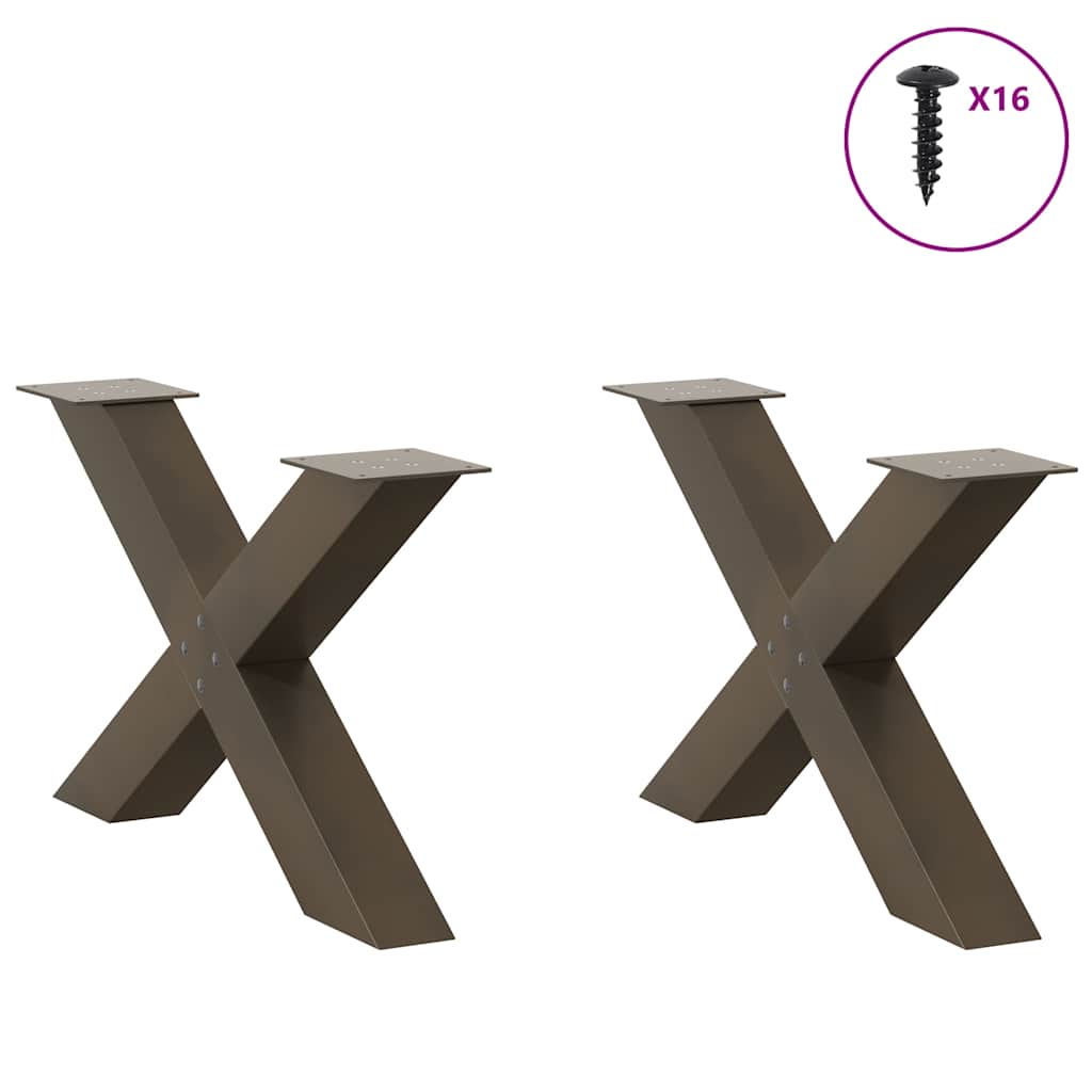 Pés para mesa de centro em formato de x, 2 peças, aço natural, 70x (42-43) cm, aço