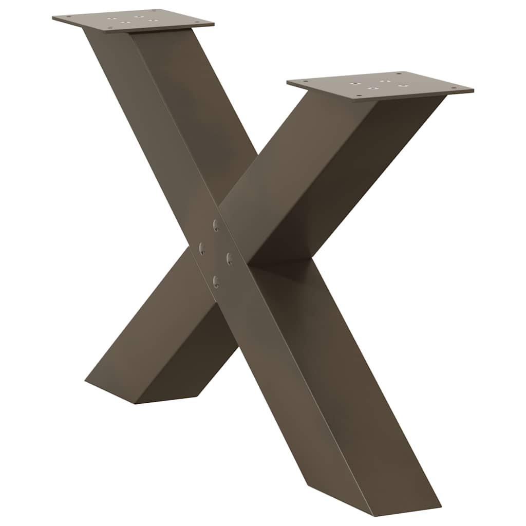 Pés para mesa de centro em formato de x, 2 peças, aço natural, 70x (42-43) cm, aço