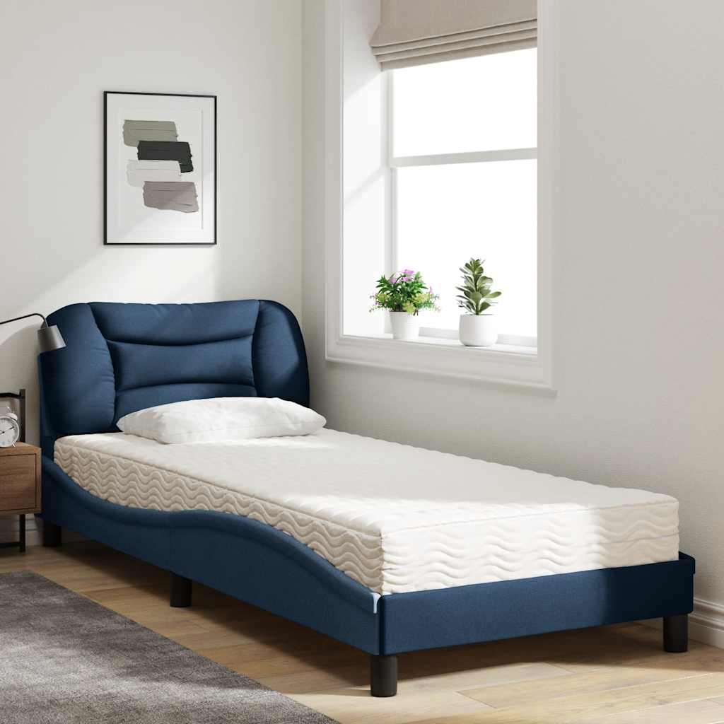 Cama com colchão hvar 90x190 cm tecido azul