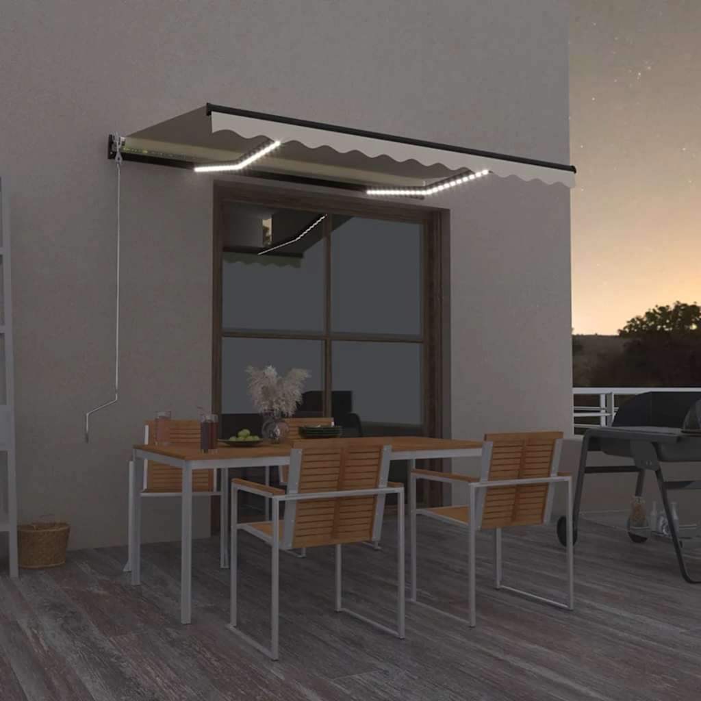 Toldo retrátil manual com LED 350x250 cm cor creme
