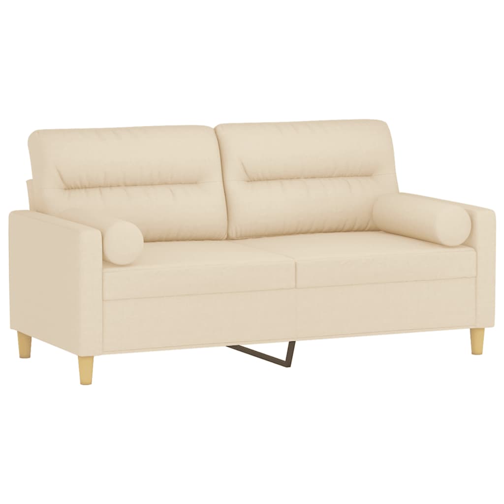 Sofá 2 lugares + almofadas decorativas 140 cm tecido cor creme