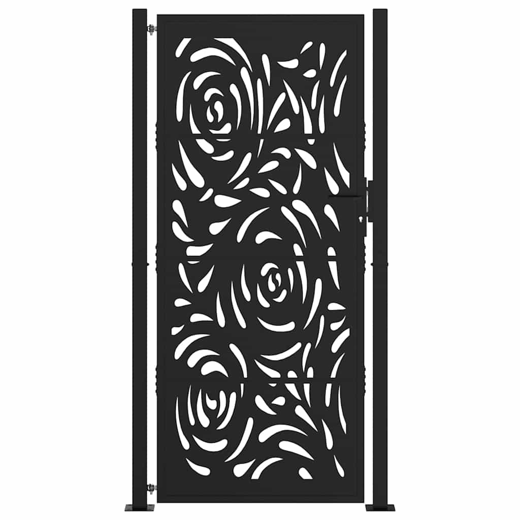 Portão de jardim preto 100x200 cm aço design chama