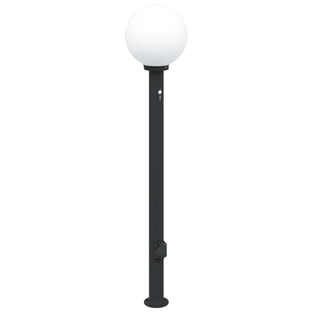 Conjunto de 3 postes de iluminação com sensor e tomada, 120 cm, pretos, IP44