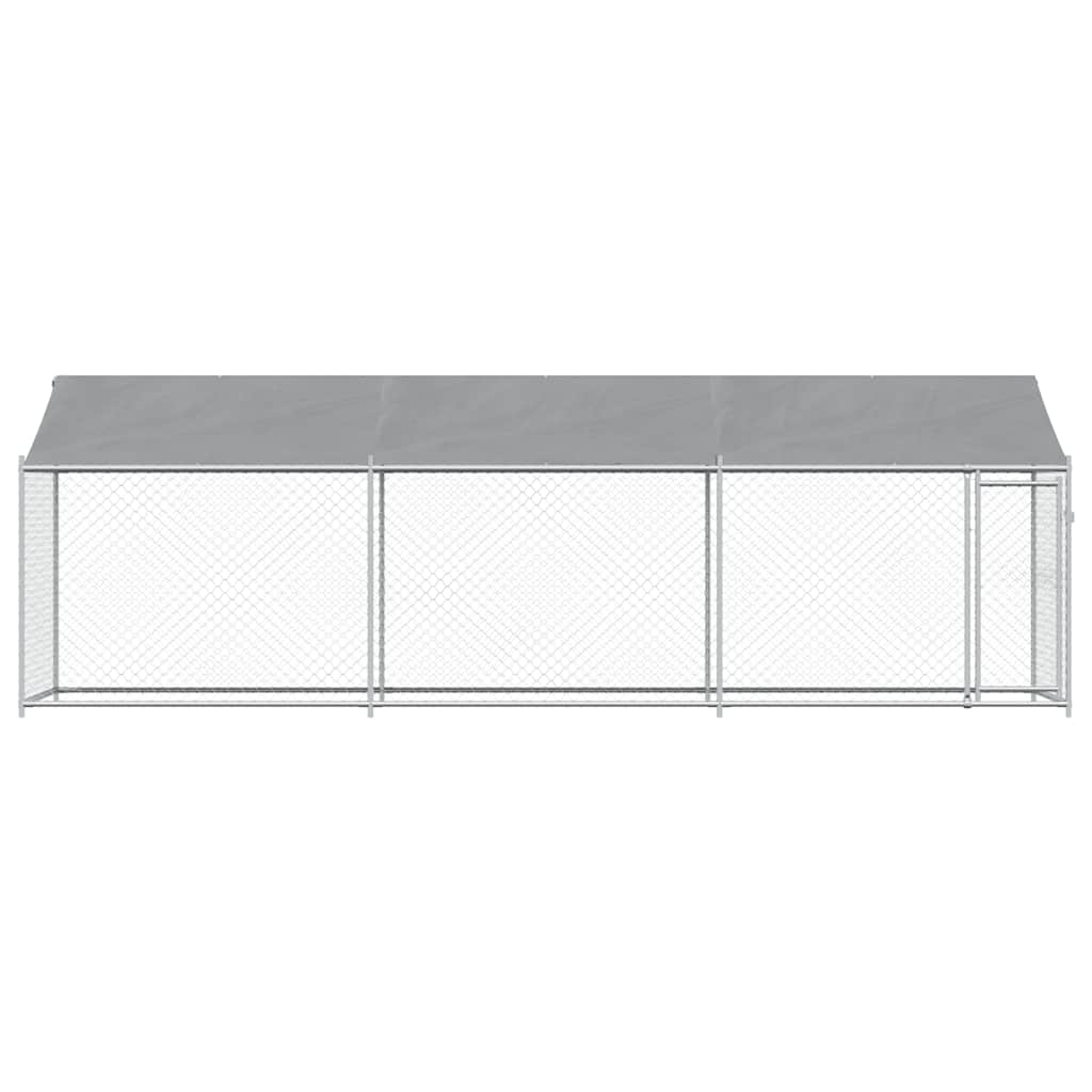 Jaula para cão com telhado/porta 6x2x2 m aço galvanizado cinza