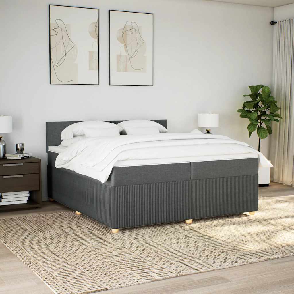 Cama com molas/colchão 200x200 cm tecido cinzento-escuro