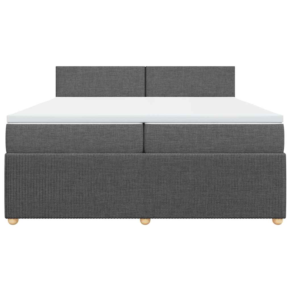 Cama com molas/colchão 200x200 cm tecido cinzento-escuro