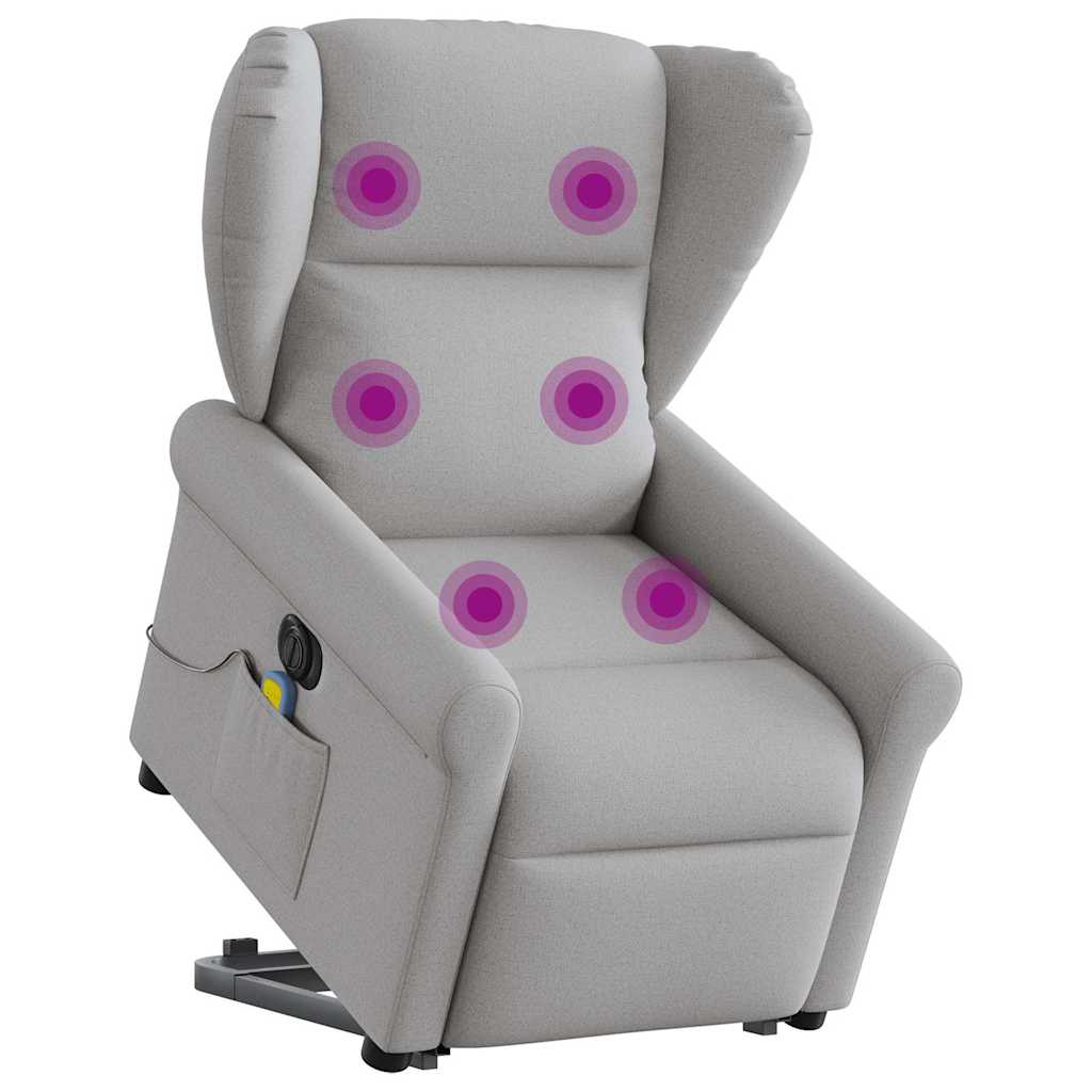 Poltrona elétrica elevatória massagens tecido cinzento-nublado