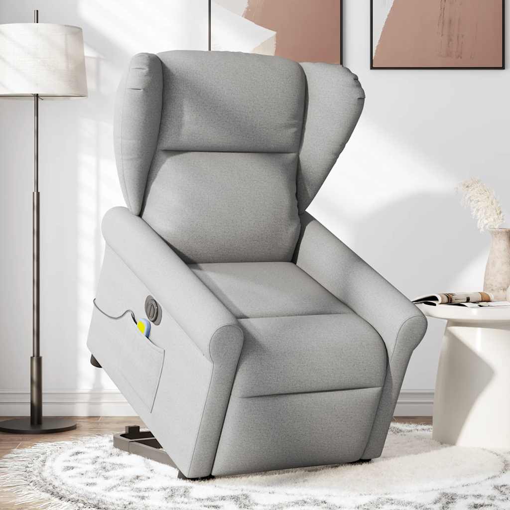Poltrona elétrica elevatória massagens tecido cinzento-nublado
