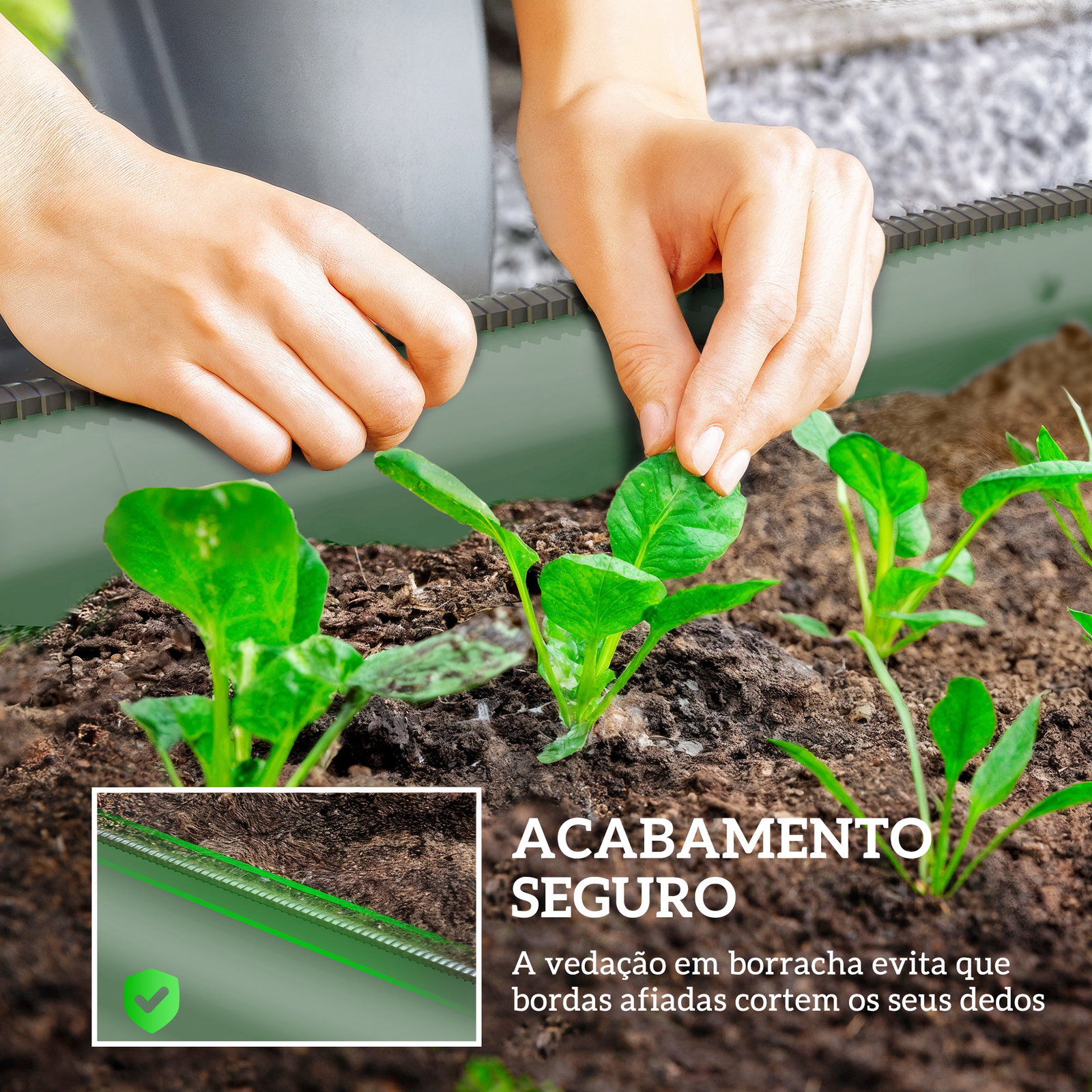 Caixa de plantio de exterior grande em aço galvanizado para cultivo de plantas 150x62x30 cm verde
