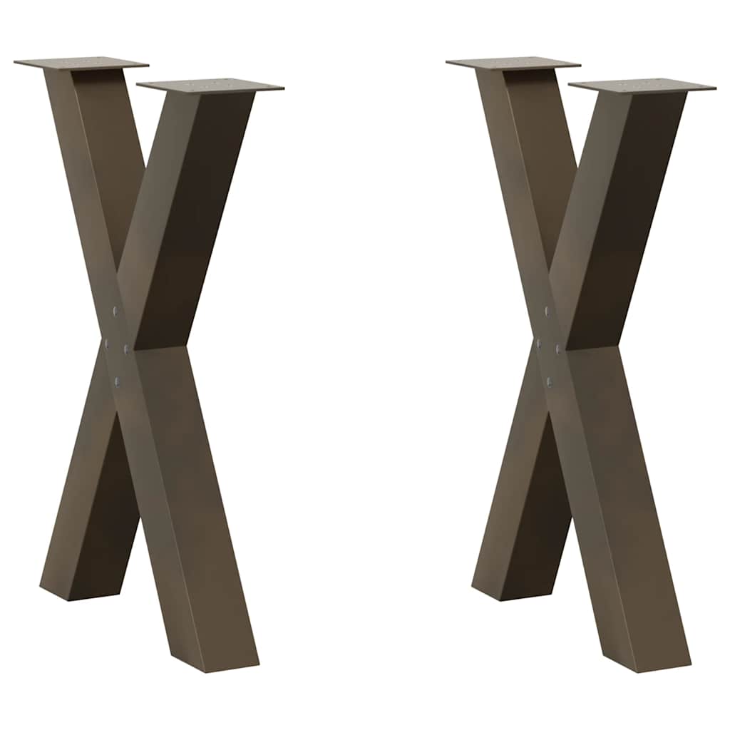 Pés para mesa de jantar em formato de x, 2 peças, aço natural, 60x(72-73) cm, aço
