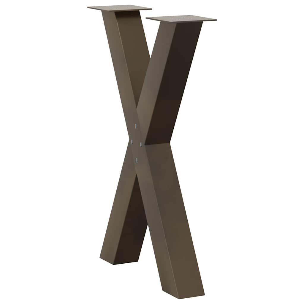 Pés para mesa de jantar em formato de x, 2 peças, aço natural, 60x(72-73) cm, aço