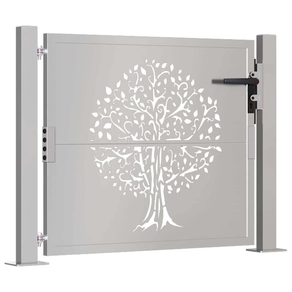 Portão de jardim 100x75 cm em aço corten com design de árvore