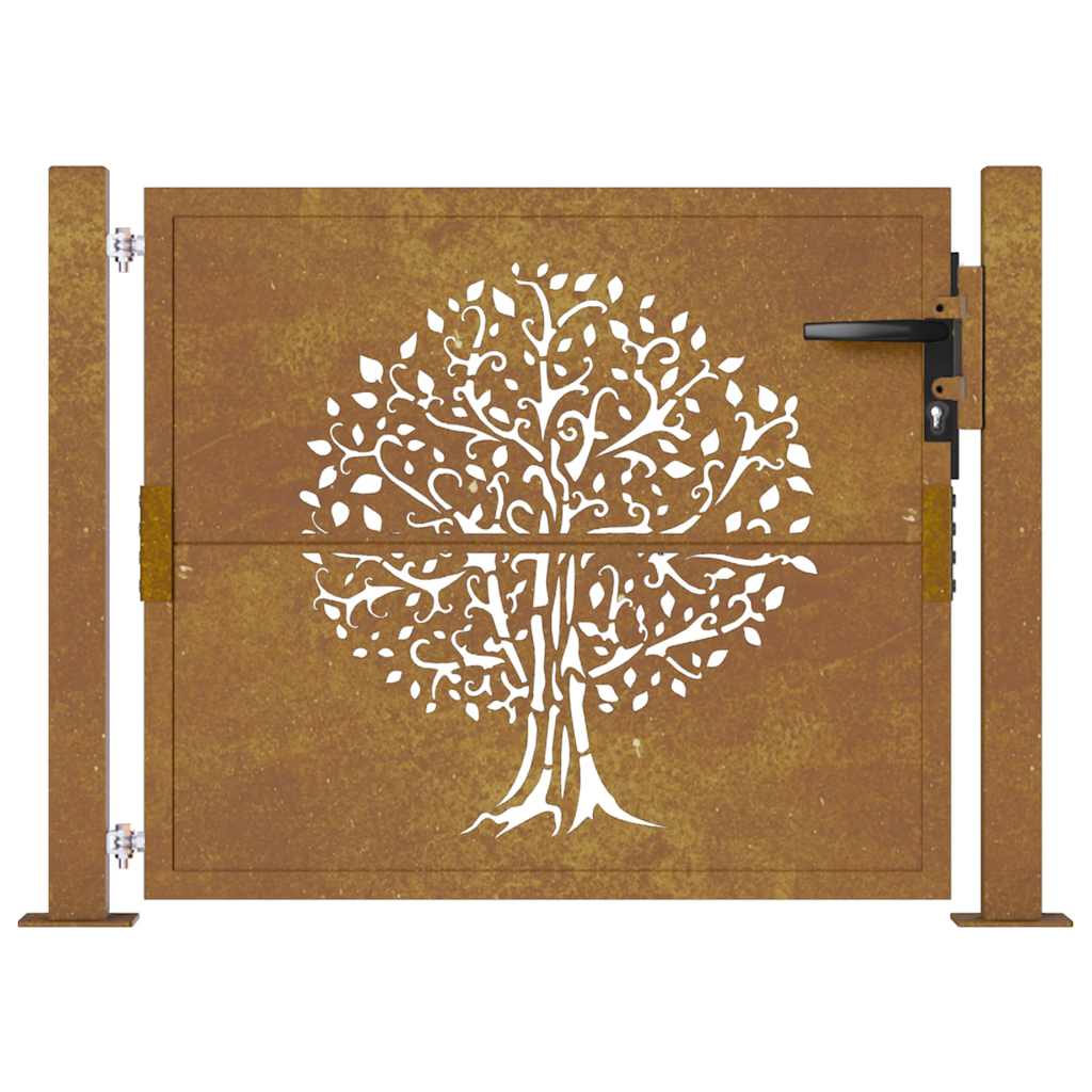 Portão de jardim 100x75 cm em aço corten com design de árvore
