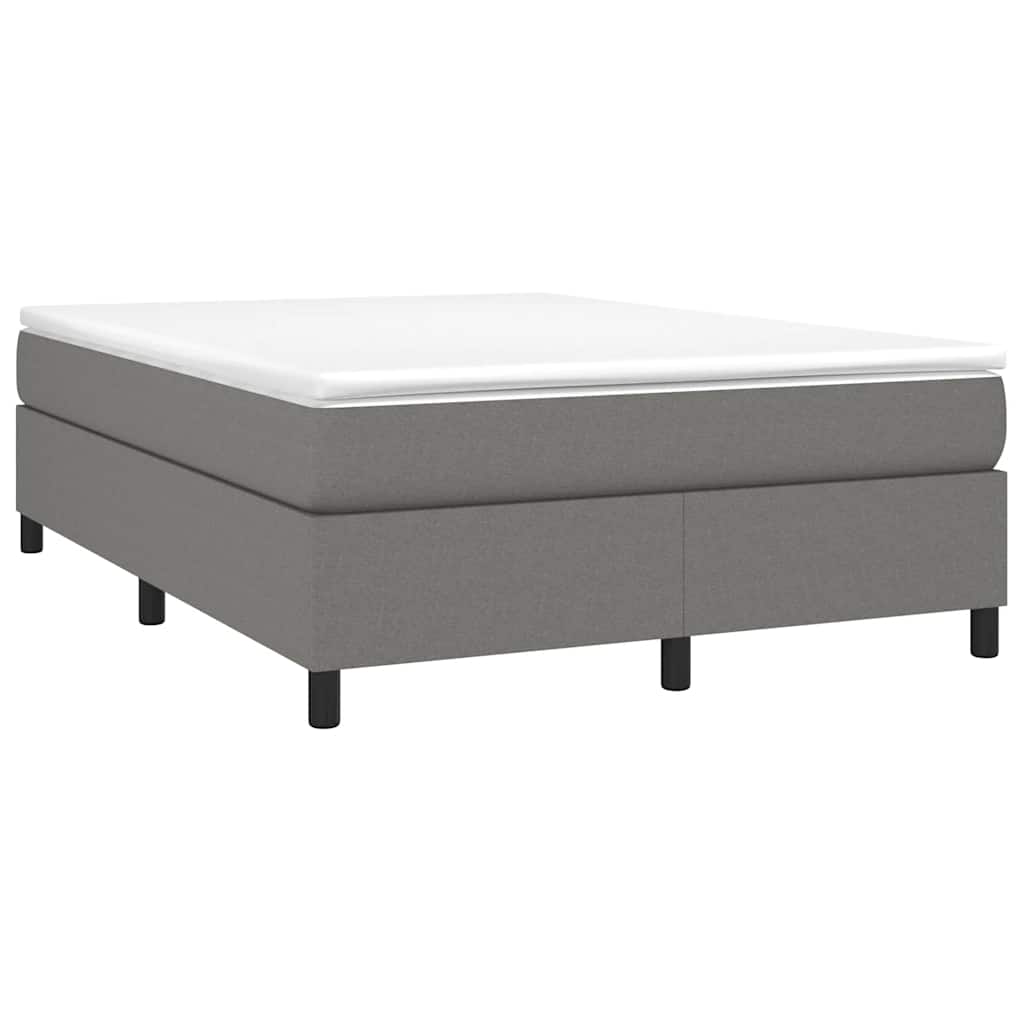 Estrutura de cama com molas 140x190 cm tecido cinzento-escuro