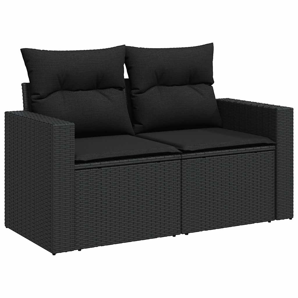 5 Pcs conjunto sofás de jardim com almofadões vime PE preto