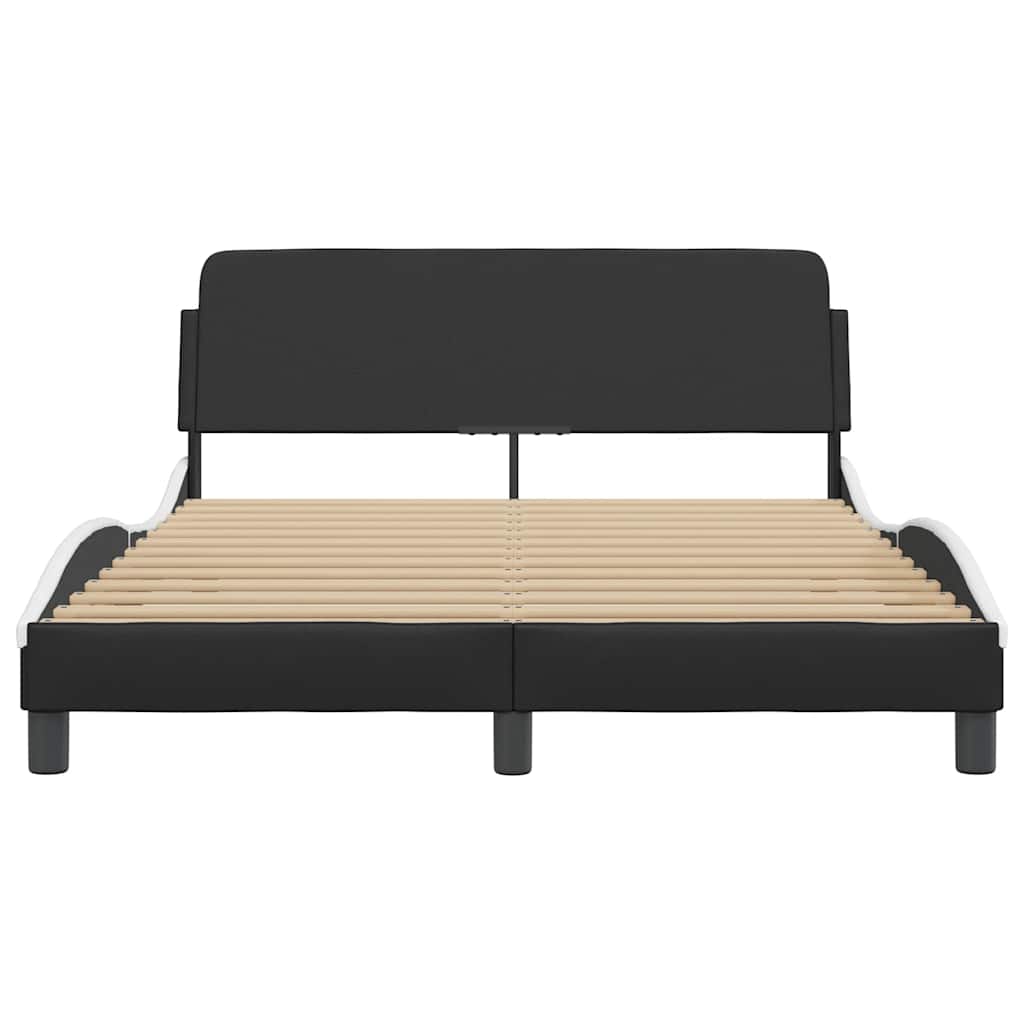 Estrutura de cama dover 140x200 couro artif. preto/branco