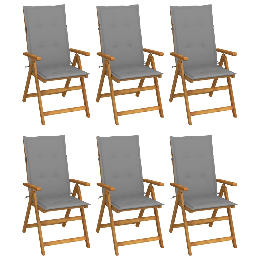 Cadeiras de jardim dobráveis c/ almofadões 6 pcs acácia maciça