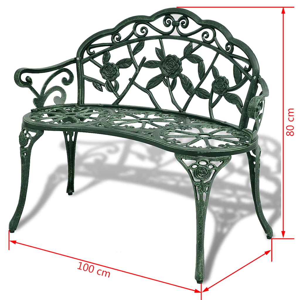 Banco de jardim 100 cm alumínio fundido verde
