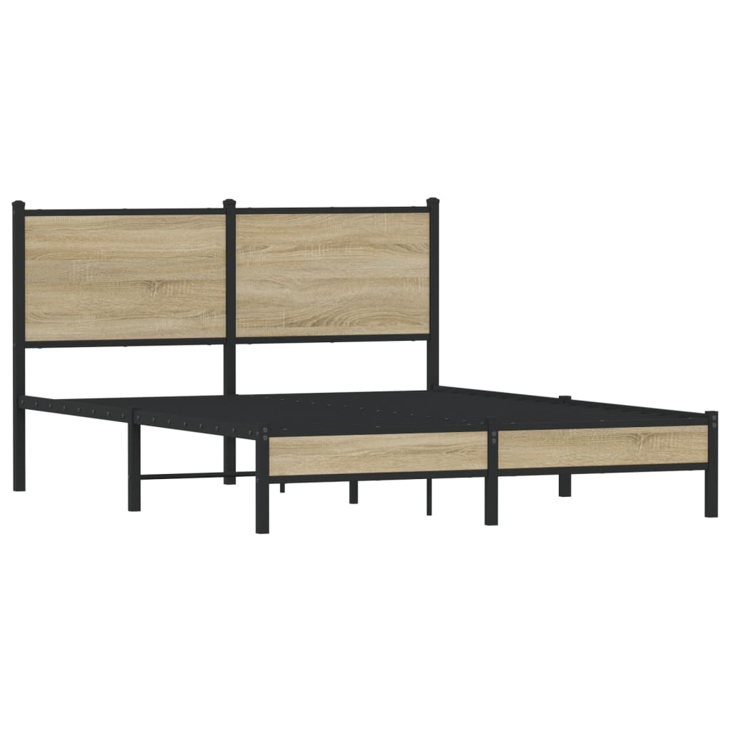 Estrutura de cama sem colchão 137x190 cm metal carvalho sonoma