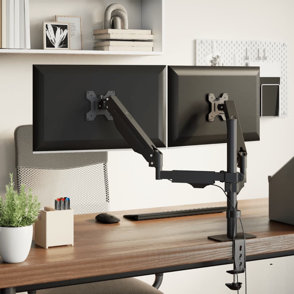 Braço para monitor duplo ecrã de 27" máx. mola a gás 20 kg