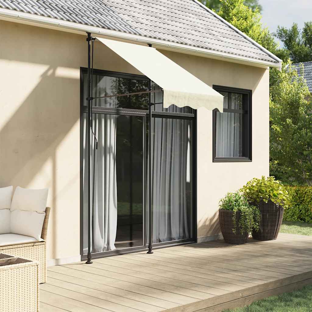 Toldo retrátil 100x150 cm tecido e aço cor creme