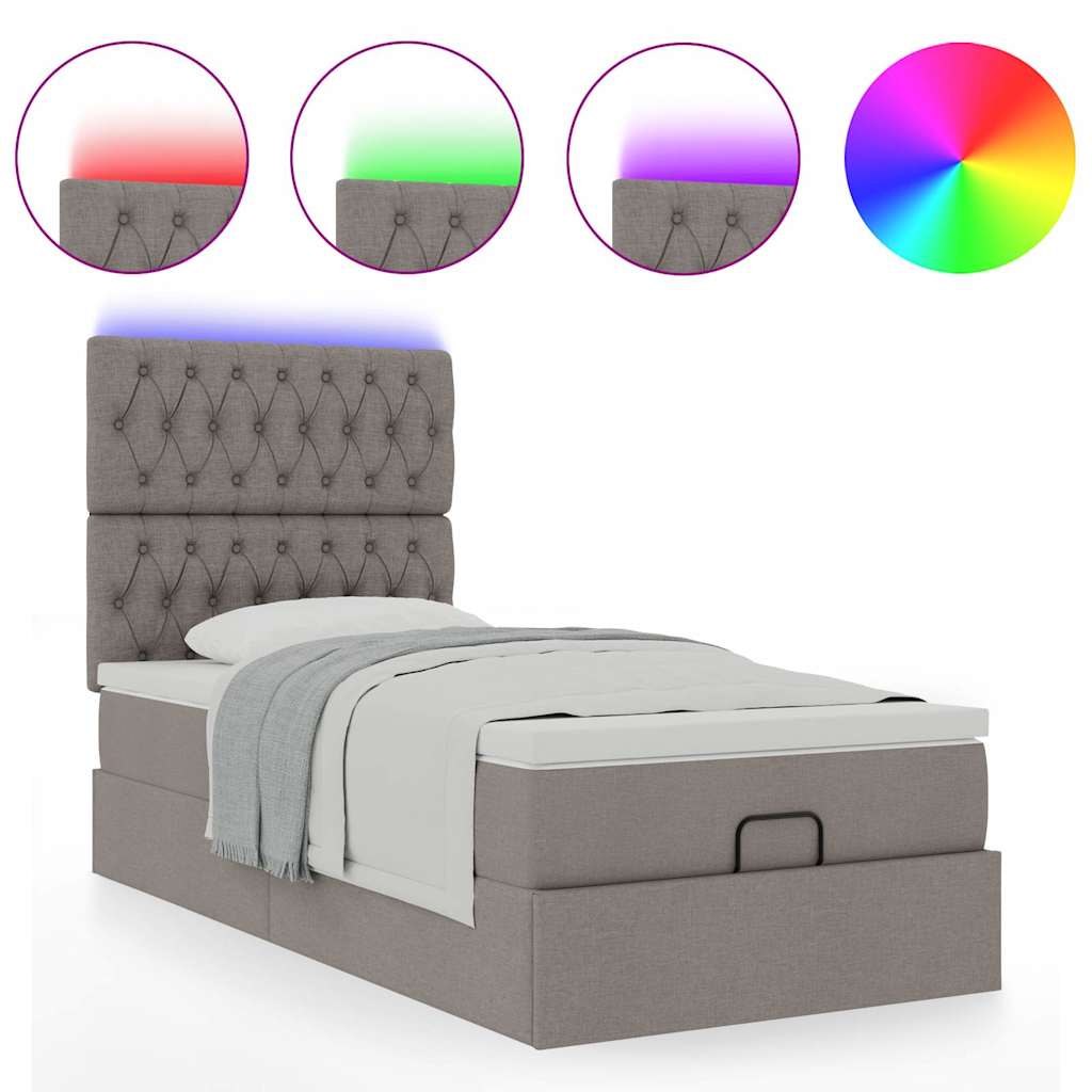 Cama otomana com colchão & leds 90x200 cm cinza-acastanhado