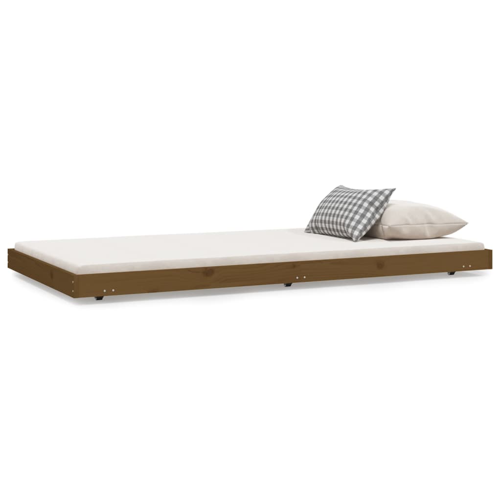 Estrutura de cama 100x200 cm madeira pinho maciça castanho mel