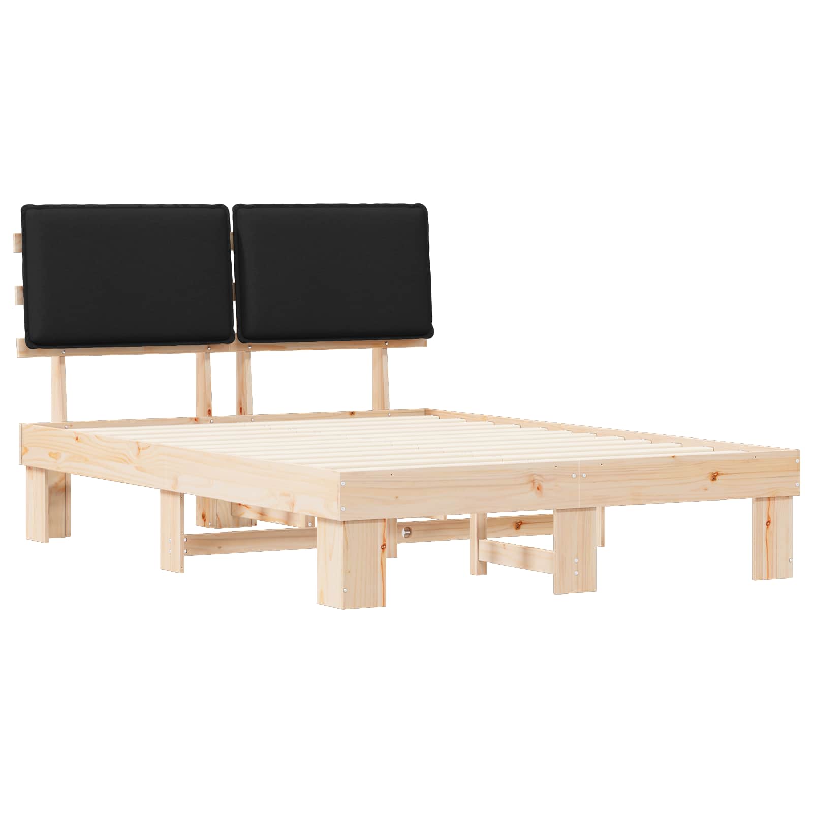 Estrutura de cama com cabeceira estofada preto 140 x 200 cm