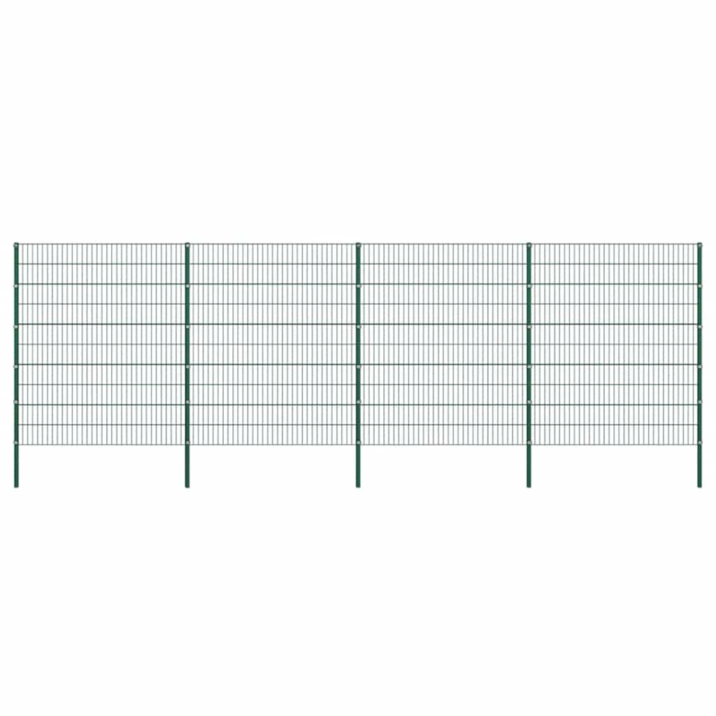 Painel de vedação com postes de ferro 694,5x200 cm verde
