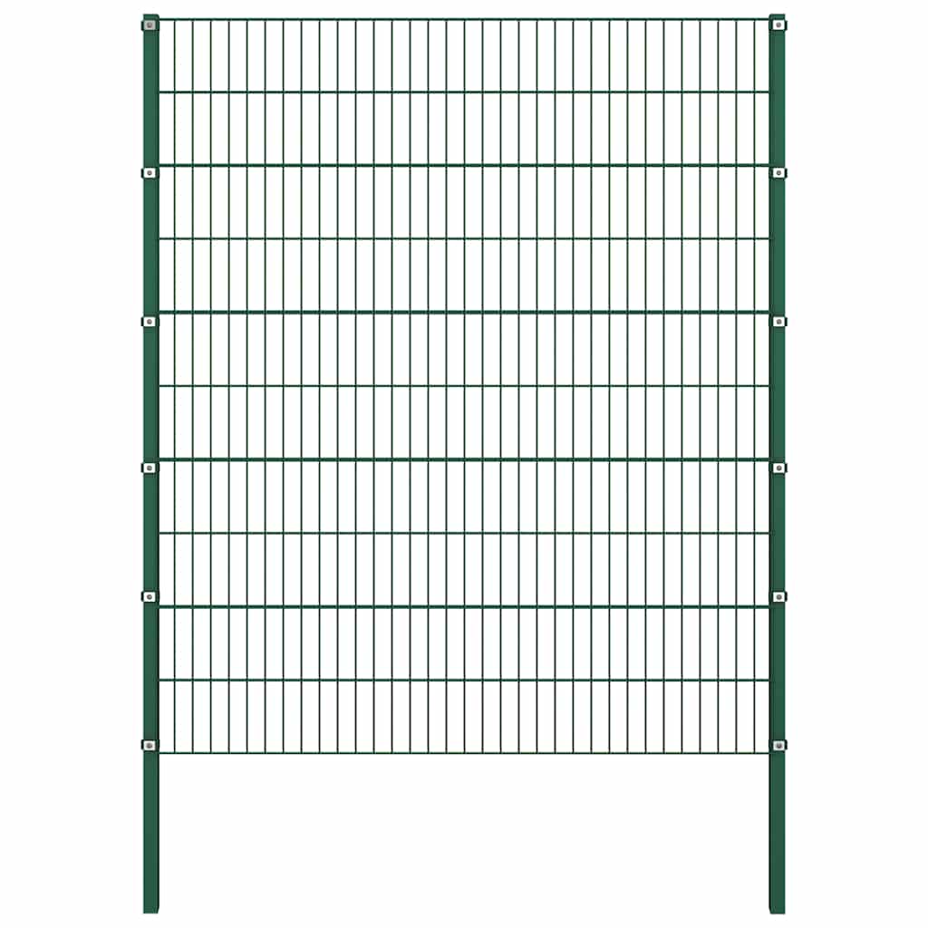 Painel de vedação com postes de ferro 694,5x200 cm verde