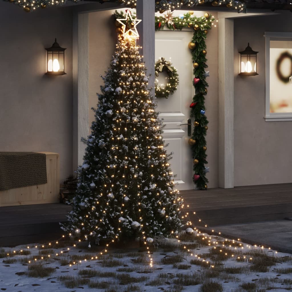 Iluminação p/ árvore de natal 320 luzes LED 375cm branco quente