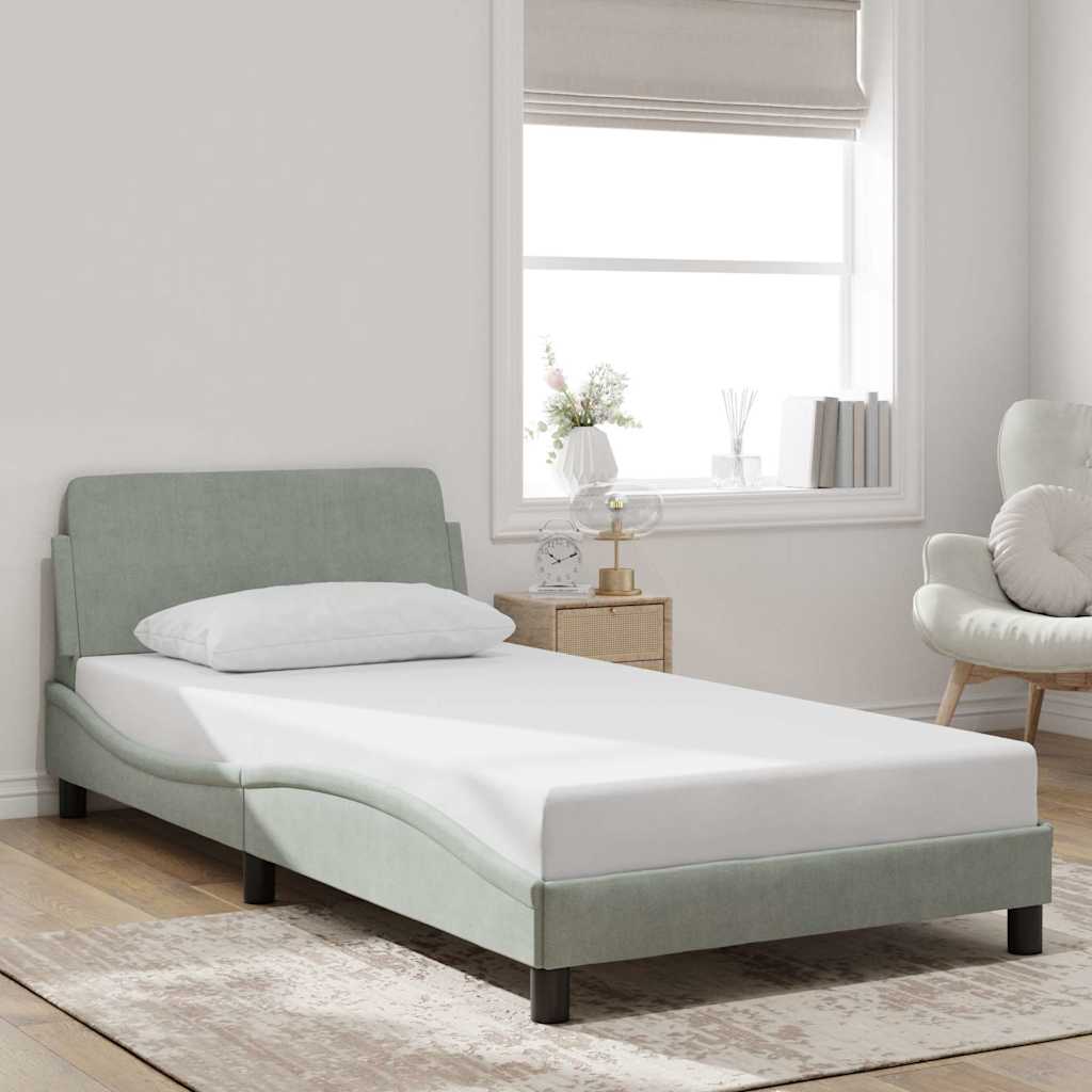 Estrutura de cama dover 100x203 cm veludo cinzento-claro
