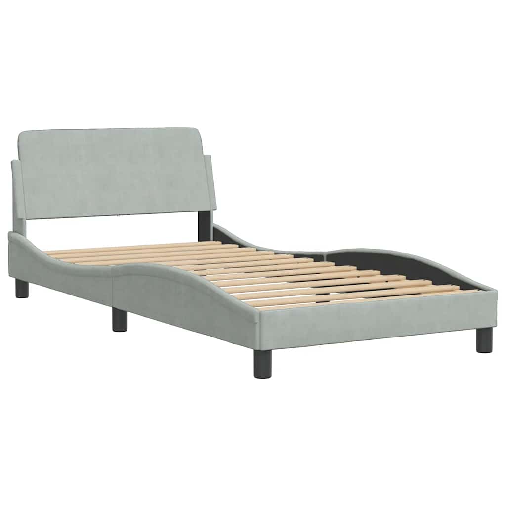 Estrutura de cama dover 100x203 cm veludo cinzento-claro