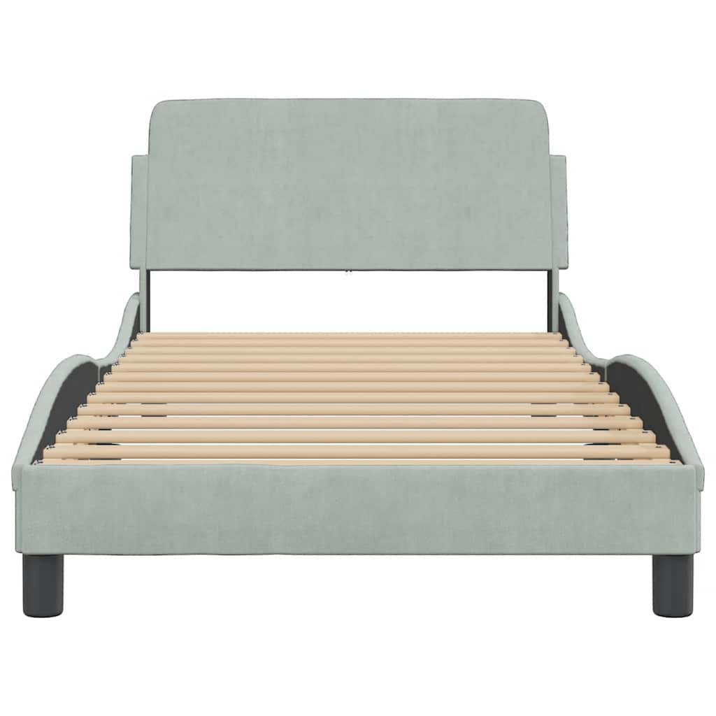 Estrutura de cama dover 100x203 cm veludo cinzento-claro