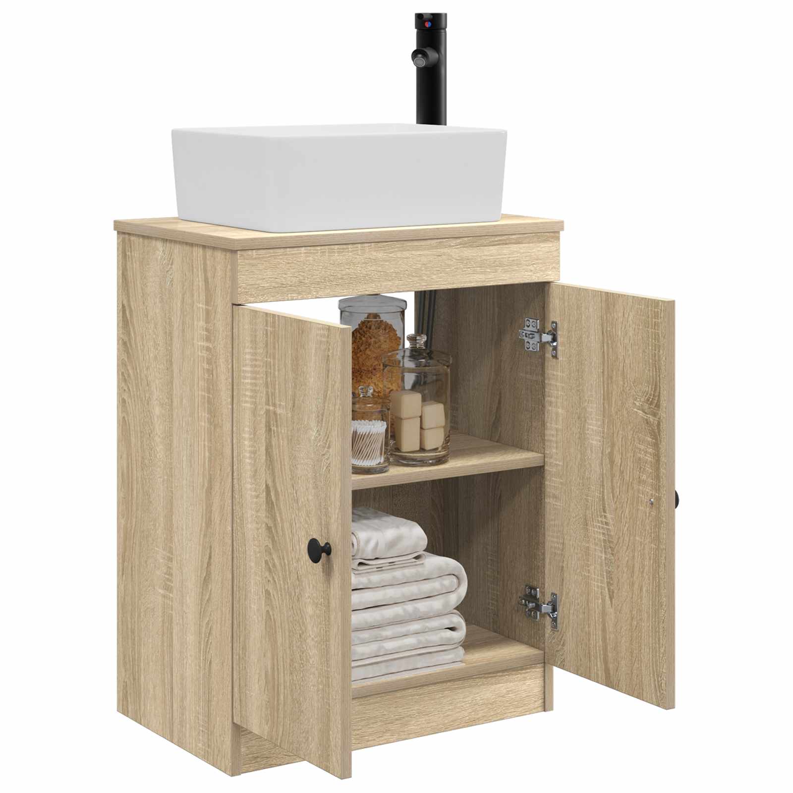 Gabinete de banheiro com pia carvalho sonoma 54 x 35 x 83 cm