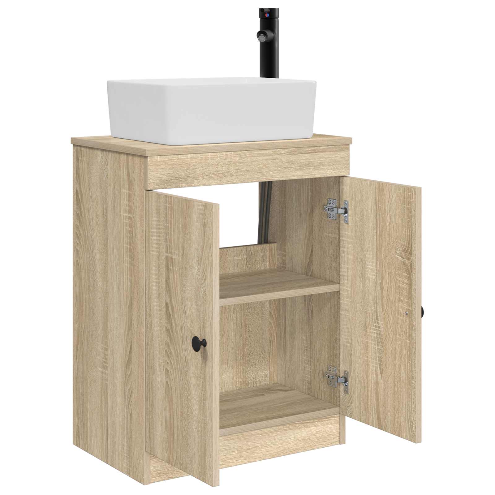 Gabinete de banheiro com pia carvalho sonoma 54 x 35 x 83 cm