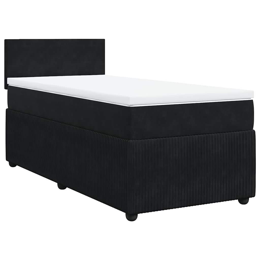 Cama com molas/colchão 90x200 cm veludo preto