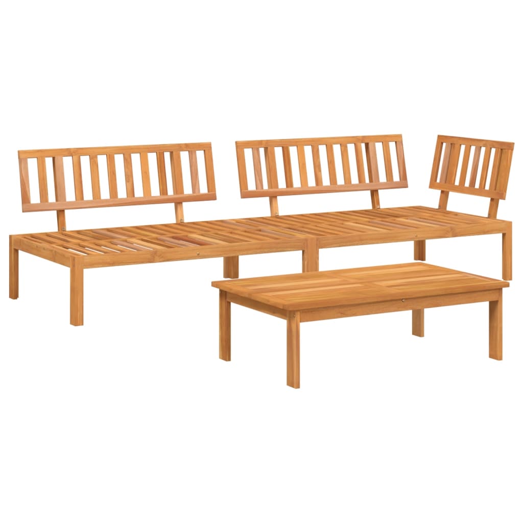 3 Pcs conjunto de móveis de paletes p/ jardim acácia maciça