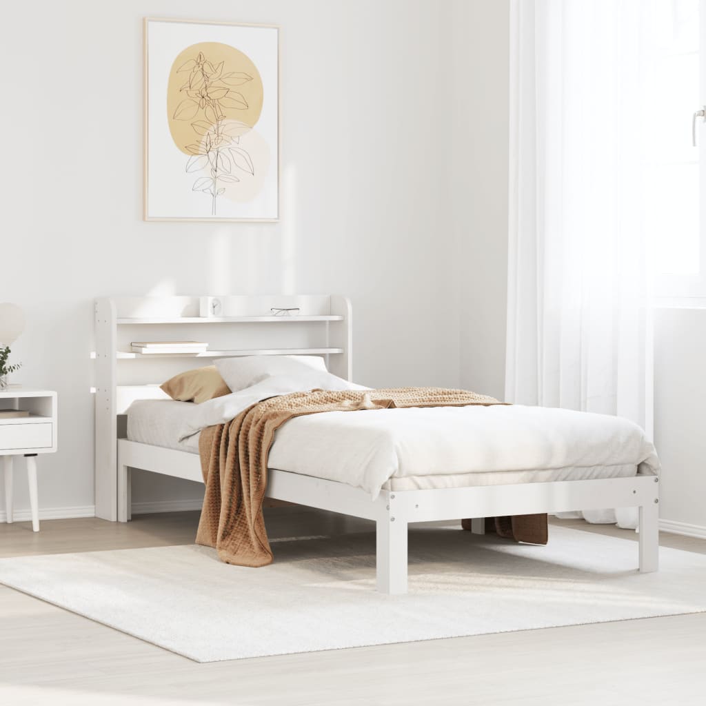 Estrutura cama c/ cabeceira 75x190 cm pinho maciço