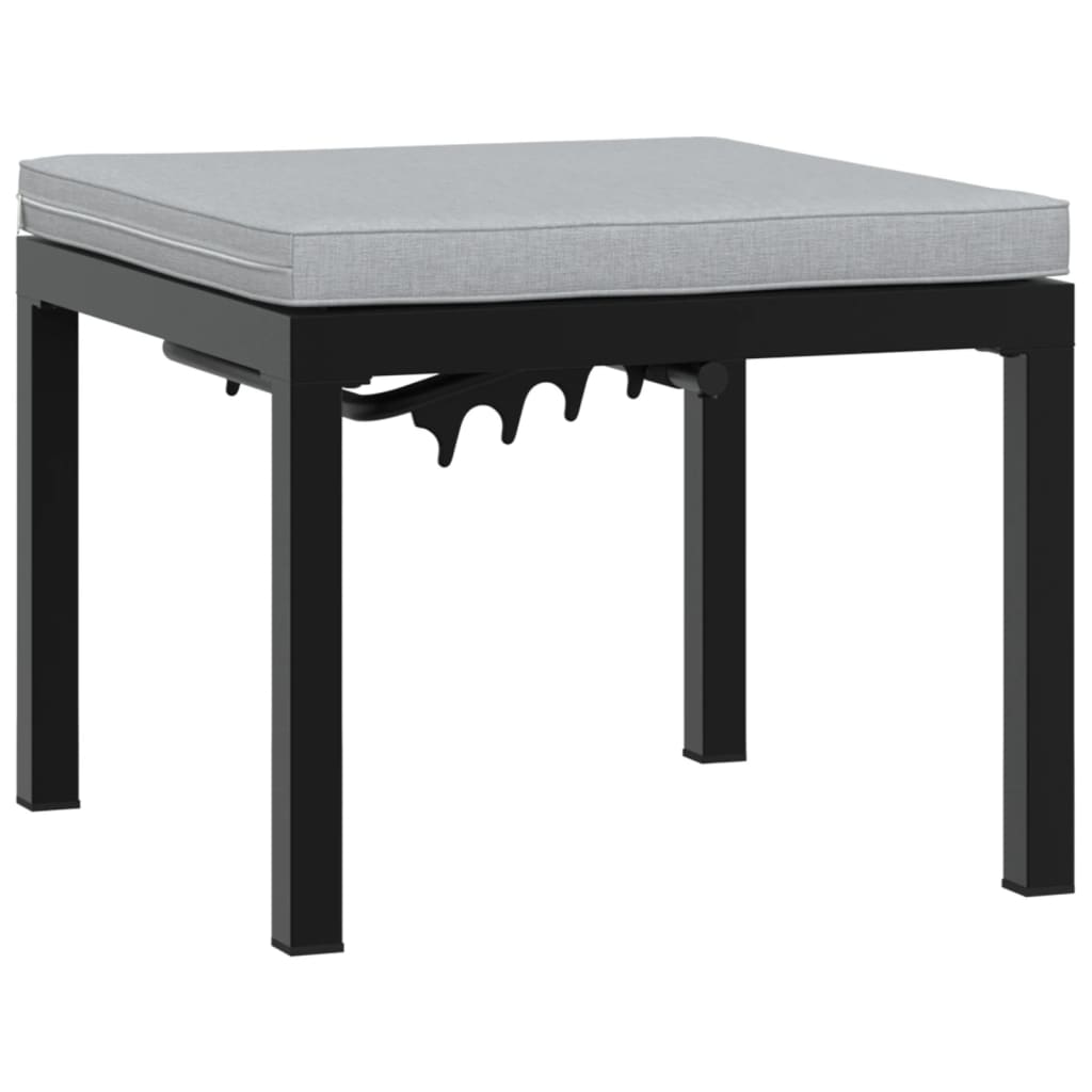 4 Pcs sofás de jardim com almofadões aço revestido a pó preto