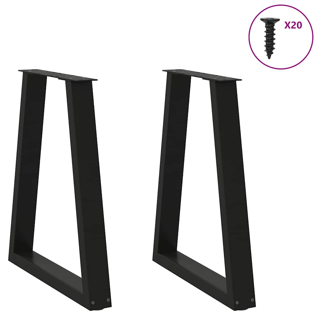 Pés para mesa de jantar em formato de v, 2 peças, preto, 60x(72-73,3) cm, aço
