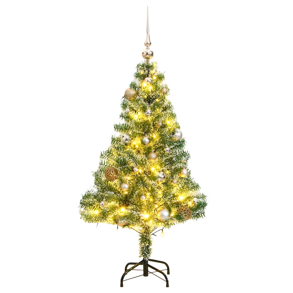 Árvore de natal artificial c/ 150 leds conj. bolas e neve 120cm