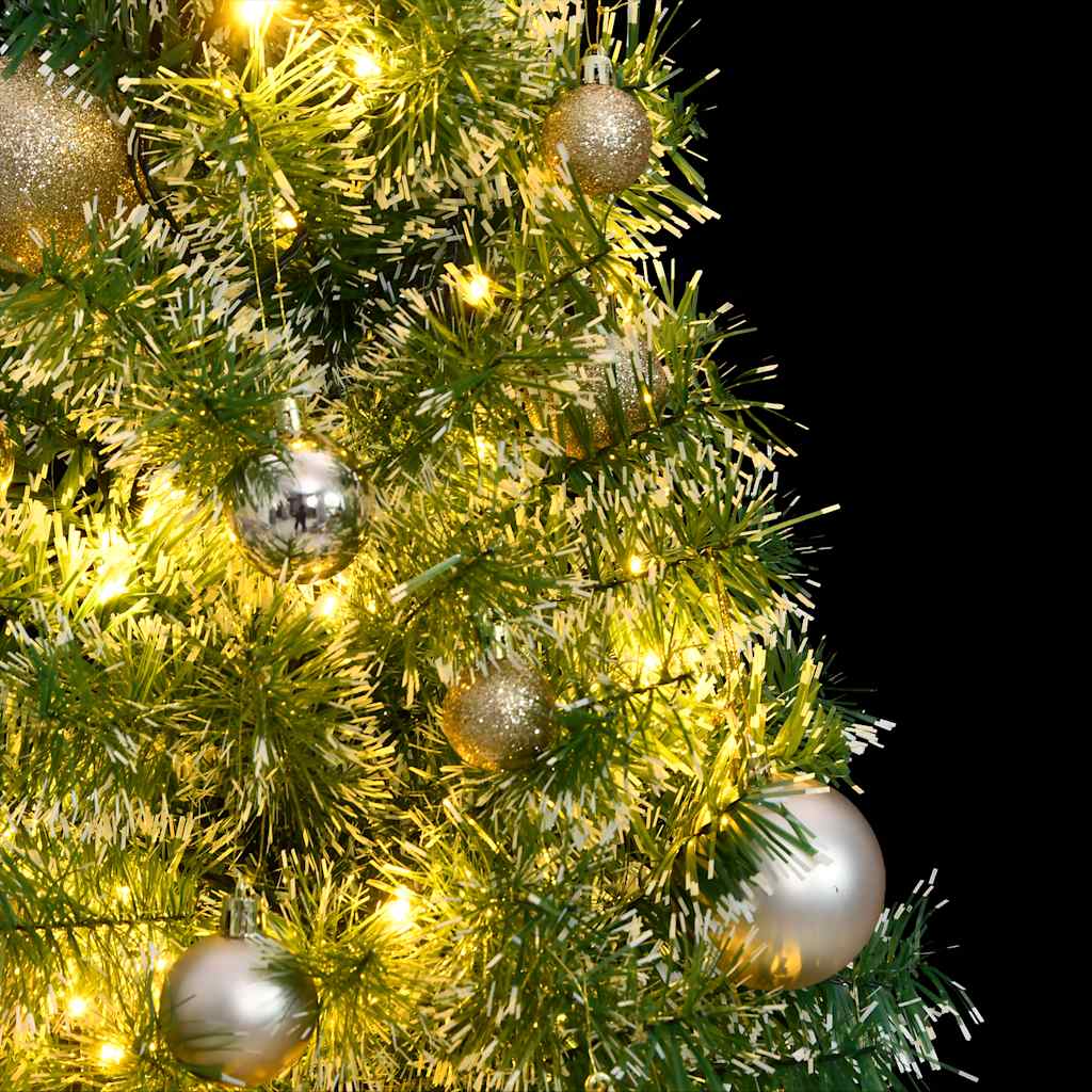 Árvore de natal artificial c/ 150 leds conj. bolas e neve 120cm